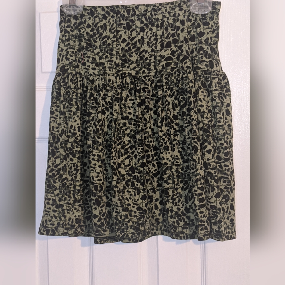Cute green leopard print flounce skirt